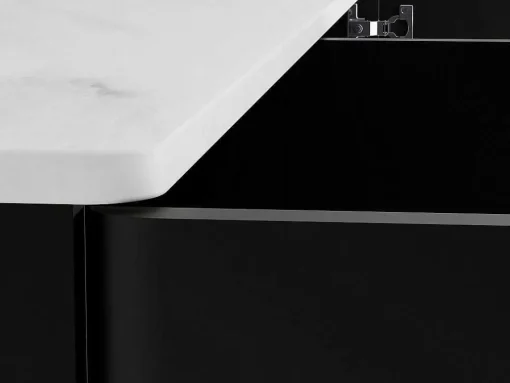 Buffetkast Met 3 Deuren En Ledverlichting Van Mdf - Zwart Met Wit Marmereffect - Devika Van Pascal Morabito