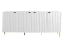 Buffetkast Met 4 Deurtjes Van Mdf En Staal - Wit En Goudkleurig - Yesinia