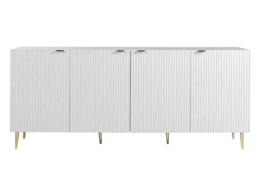 Buffetkast Met 4 Deurtjes Van Mdf En Staal - Wit En Goudkleurig - Yesinia
