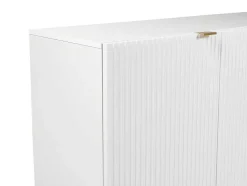 Buffetkast Met 4 Deurtjes Van Mdf En Staal - Wit En Goudkleurig - Yesinia