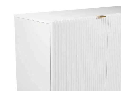 Buffetkast Met 4 Deurtjes Van Mdf En Staal - Wit En Goudkleurig - Yesinia