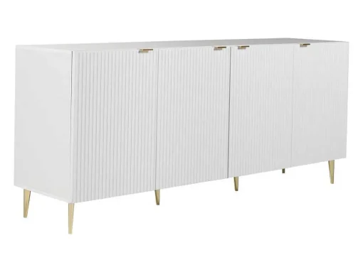 Buffetkast Met 4 Deurtjes Van Mdf En Staal - Wit En Goudkleurig - Yesinia