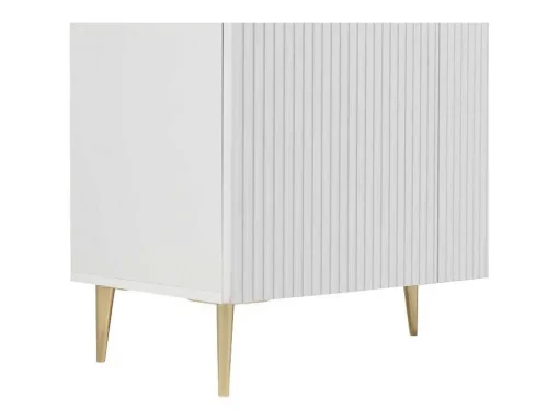 Buffetkast Met 4 Deurtjes Van Mdf En Staal - Wit En Goudkleurig - Yesinia