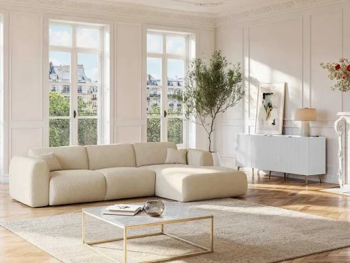 Buffetkast Met 4 Deurtjes Van Mdf En Staal - Wit En Goudkleurig - Yesinia