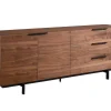 Buffetkast Tayron - 2 Deuren En 3 Laden - Mdf En Metalen Poten - Kleur: Walnoot