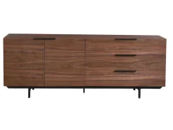 Buffetkast Tayron - 2 Deuren En 3 Laden - Mdf En Metalen Poten - Kleur: Walnoot