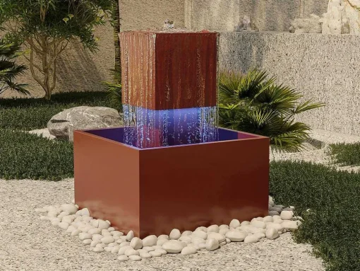 Buitenfontein Van Roestvrij Staal Met Ledverlichting - H65 Cm - Terracotta - Cardina