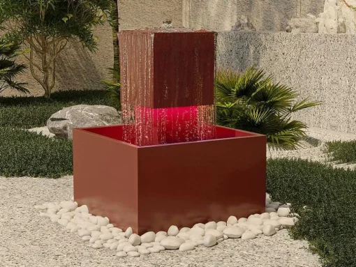 Buitenfontein Van Roestvrij Staal Met Ledverlichting - H65 Cm - Terracotta - Cardina