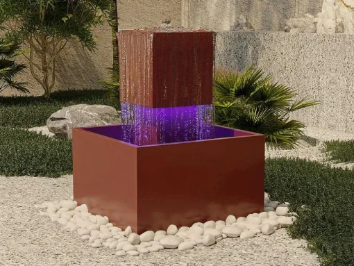 Buitenfontein Van Roestvrij Staal Met Ledverlichting - H65 Cm - Terracotta - Cardina