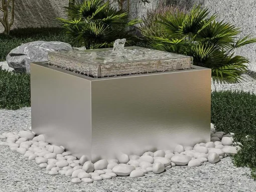 Buitenfontein Van Roestvrij Staal - H34 Cm - Zilverkleurig - Hoki