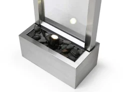 Buitenfontein Van Roestvrij Staal En Glas Met Ledverlichting - H108 Cm - Zilverkleurig - Panga