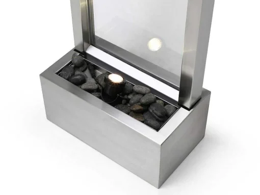 Buitenfontein Van Roestvrij Staal En Glas Met Ledverlichting - H108 Cm - Zilverkleurig - Panga