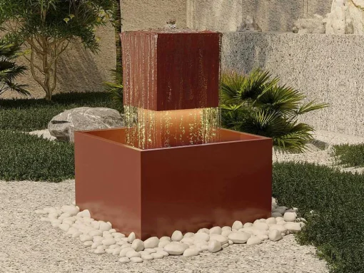 Buitenfontein Van Roestvrij Staal Met Ledverlichting - H65 Cm - Terracotta - Cardina
