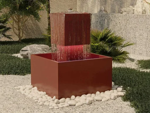 Buitenfontein Van Roestvrij Staal Met Ledverlichting - H65 Cm - Terracotta - Cardina