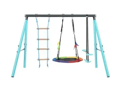 Buitenspellen Metalen Frame - In Hoogte Verstelbare Schommel- En Klimladder - Geschikt Voor Kinderen Vanaf 3 Jaar - Blauw