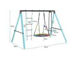 Buitenspellen Metalen Frame - In Hoogte Verstelbare Schommel- En Klimladder - Geschikt Voor Kinderen Vanaf 3 Jaar - Blauw