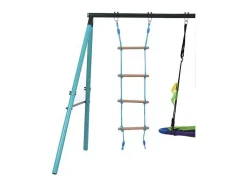 Buitenspellen Metalen Frame - In Hoogte Verstelbare Schommel- En Klimladder - Geschikt Voor Kinderen Vanaf 3 Jaar - Blauw
