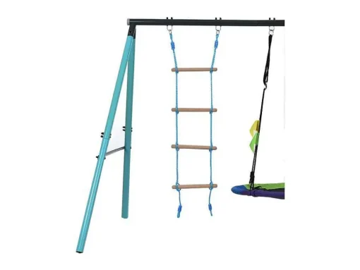 Buitenspellen Metalen Frame - In Hoogte Verstelbare Schommel- En Klimladder - Geschikt Voor Kinderen Vanaf 3 Jaar - Blauw