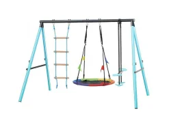 Buitenspellen Metalen Frame - In Hoogte Verstelbare Schommel- En Klimladder - Geschikt Voor Kinderen Vanaf 3 Jaar - Blauw