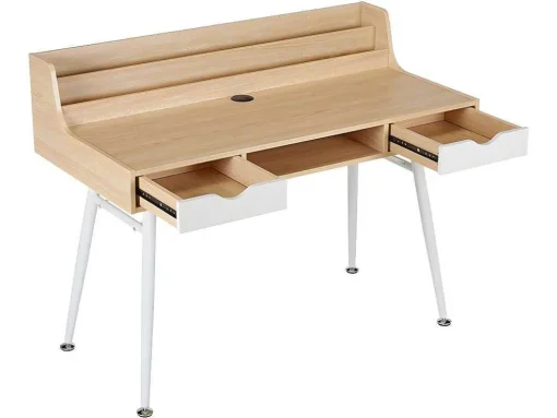Bureau Larcos Met Opbergruimte - Eik & Wit