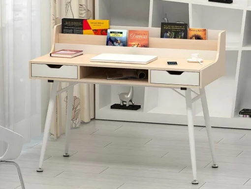 Bureau Larcos Met Opbergruimte - Eik & Wit