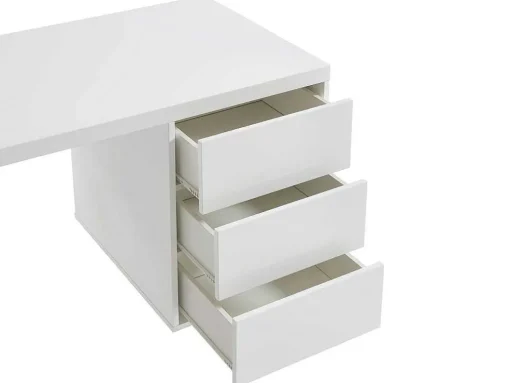 Bureau Met 3 Lades - Gelakt Mdf En Metaal - Wit En Goudkleurig - Timfia Van Pascal Morabito