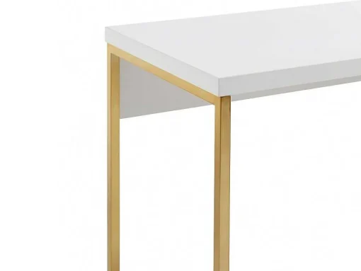 Bureau Met 3 Lades - Gelakt Mdf En Metaal - Wit En Goudkleurig - Timfia Van Pascal Morabito