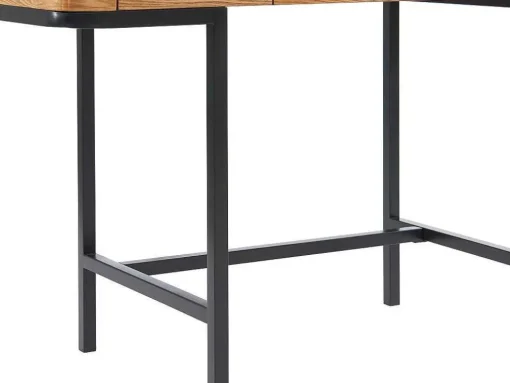 Bureau Met 3 Lades - Mdf En Metaal - Naturel En Goudkleurig - Lisela