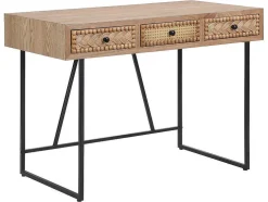 Bureau Met 3 Lades - Mdf En Metaal - Kleuren: Naturel En Zwart - Akivi