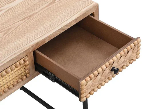 Bureau Met 3 Lades - Mdf En Metaal - Kleuren: Naturel En Zwart - Akivi