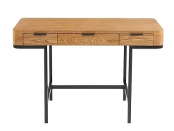 Bureau Met 3 Lades - Mdf En Metaal - Naturel En Goudkleurig - Lisela