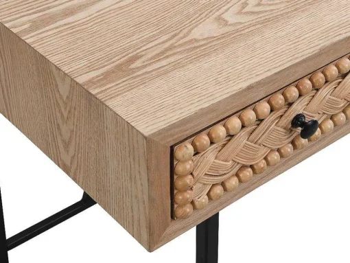 Bureau Met 3 Lades - Mdf En Metaal - Kleuren: Naturel En Zwart - Akivi