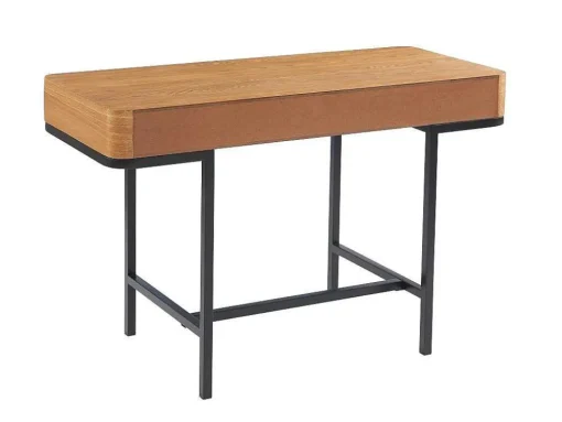 Bureau Met 3 Lades - Mdf En Metaal - Naturel En Goudkleurig - Lisela