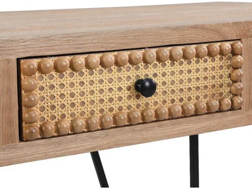 Bureau Met 3 Lades - Mdf En Metaal - Kleuren: Naturel En Zwart - Akivi