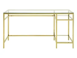 Bureau Met 2 Rekken - Gehard Glas En Staal - Goudkleurig - Tizio - Van Pascal Morabito