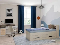 Bureau Met Opbergruimte Zacharie - Wit En Eik