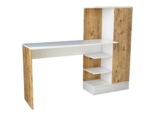 Bureau Met Opbergruimtes - Naturel En Wit - Milaria