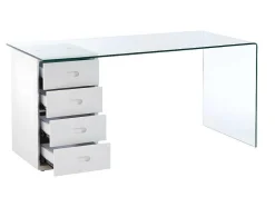 Bureau Muriel Met Opbergruimte - 4 Laden - Gehard Glas & Mdf