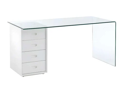 Bureau Muriel Met Opbergruimte - 4 Laden - Gehard Glas & Mdf