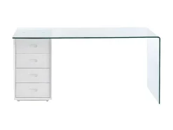 Bureau Muriel Met Opbergruimte - 4 Laden - Gehard Glas & Mdf