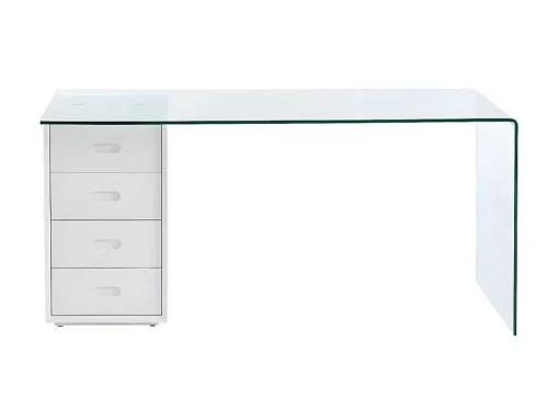 Bureau Muriel Met Opbergruimte - 4 Laden - Gehard Glas & Mdf
