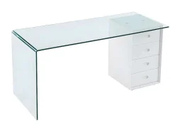 Bureau Muriel Met Opbergruimte - 4 Laden - Gehard Glas & Mdf