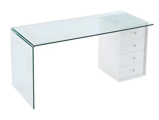 Bureau Muriel Met Opbergruimte - 4 Laden - Gehard Glas & Mdf