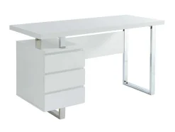 Bureau Mylan Met Opbergruimte - 3 Laden - Mdf Wit Gelakt