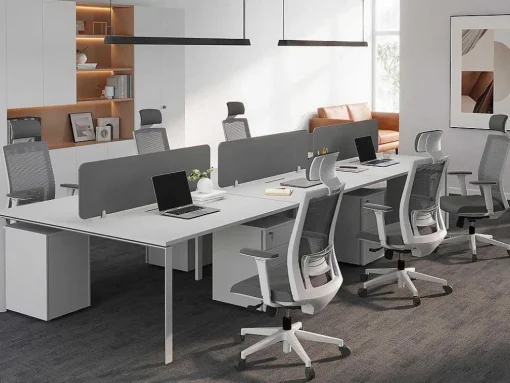 Bureaubank 6 Personen - Wit - L120 Cm - Met Tussenschotten - Downtown