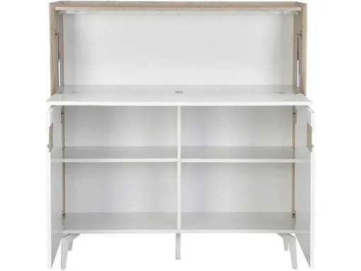 Bureaukast Met 3 Deuren - Mdf En Metaal - Naturel En Wit - Derelis