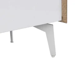 Bureaukast Met 3 Deuren - Mdf En Metaal - Naturel En Wit - Derelis