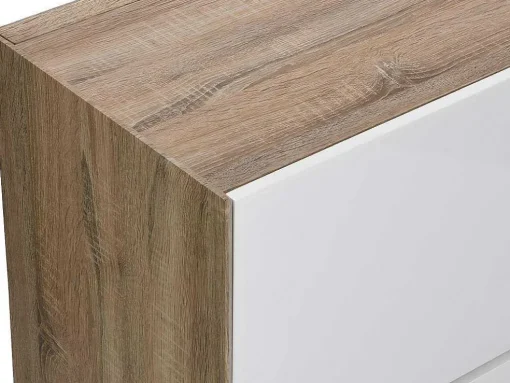 Bureaukast Met 3 Deuren - Mdf En Metaal - Naturel En Wit - Derelis