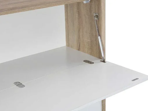 Bureaukast Met 3 Deuren - Mdf En Metaal - Naturel En Wit - Derelis