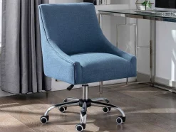 Bureaustoel - Stof - Blauw - Verstelbare Hoogte - Wondio
